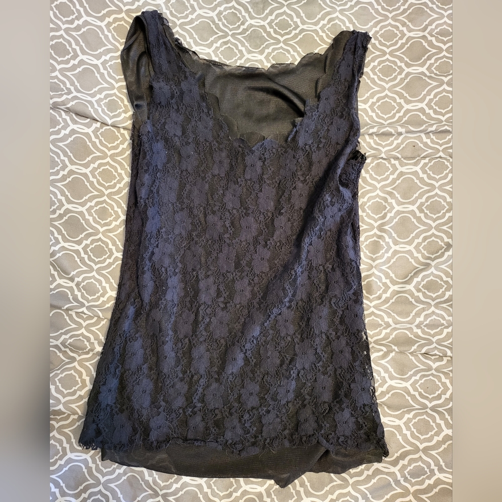 Black silk tank top